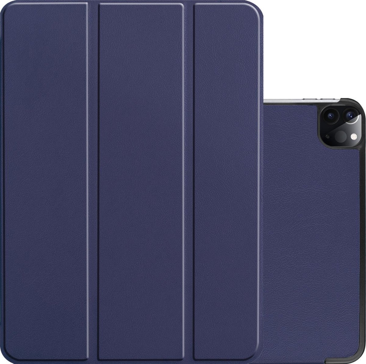NoXx Hoesje Geschikt voor iPad Pro 2021 (12,9 inch) Hoesje Case Hard Cover Hoes Book Case Met Uitsparing Geschikt voor Apple Pencil - Donkerblauw