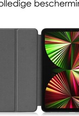 NoXx Hoesje Geschikt voor iPad Pro 2021 (12,9 inch) Hoesje Case Hard Cover Hoes Book Case Met Uitsparing Geschikt voor Apple Pencil - Donkerblauw