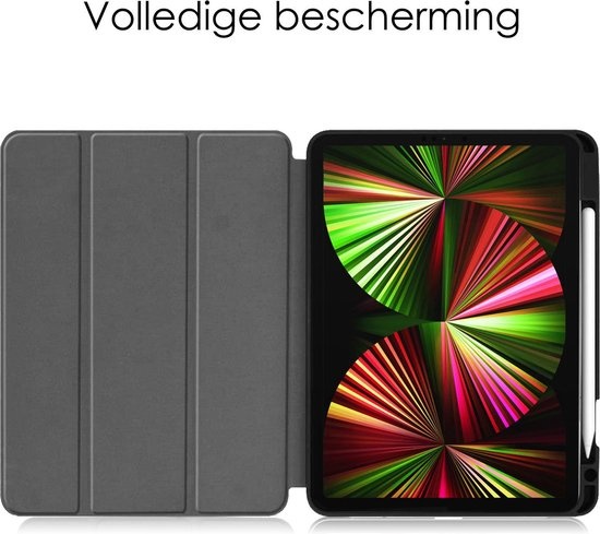 NoXx Hoesje Geschikt voor iPad Pro 2021 (12,9 inch) Hoesje Case Hard Cover Hoes Book Case Met Uitsparing Geschikt voor Apple Pencil - Donkerblauw