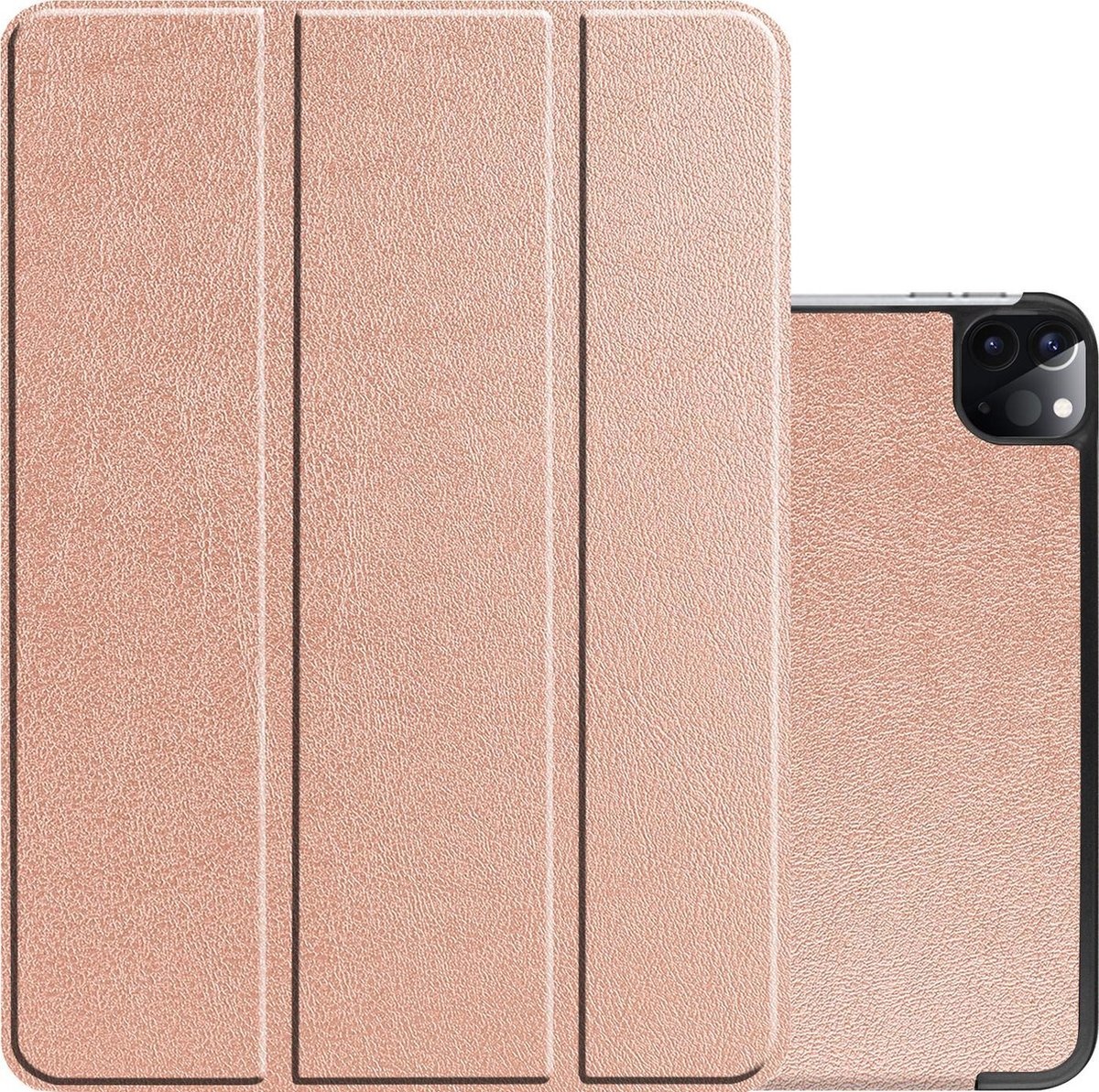 NoXx Hoesje Geschikt voor iPad Pro 2021 (12,9 inch) Hoesje Case Hard Cover Hoes Book Case Met Uitsparing Geschikt voor Apple Pencil - Rosé goud