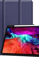 Nomfy Hoes Geschikt voor iPad Pro 2021 (12,9 inch) Hoes Tri-fold Tablet Hoesje Case Met Uitsparing Geschikt voor Apple Pencil - Hoesje Geschikt voor iPad Pro 12,9 inch (2021) Hoesje Hardcover Bookcase - Donkerblauw