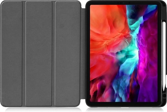 Nomfy Hoes Geschikt voor iPad Pro 2021 (12,9 inch) Hoes Tri-fold Tablet Hoesje Case Met Uitsparing Geschikt voor Apple Pencil - Hoesje Geschikt voor iPad Pro 12,9 inch (2021) Hoesje Hardcover Bookcase - Rood