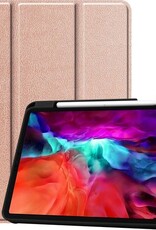 Nomfy Hoes Geschikt voor iPad Pro 2021 (12,9 inch) Hoes Tri-fold Tablet Hoesje Case Met Uitsparing Geschikt voor Apple Pencil - Hoesje Geschikt voor iPad Pro 12,9 inch (2021) Hoesje Hardcover Bookcase - Rosé goud
