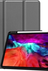 Nomfy Hoes Geschikt voor iPad Pro 2021 (12,9 inch) Hoes Tri-fold Tablet Hoesje Case Met Uitsparing Geschikt voor Apple Pencil - Hoesje Geschikt voor iPad Pro 12,9 inch (2021) Hoesje Hardcover Bookcase - Grijs