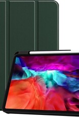 Nomfy Hoes Geschikt voor iPad Pro 2021 (12,9 inch) Hoes Tri-fold Tablet Hoesje Case Met Uitsparing Geschikt voor Apple Pencil - Hoesje Geschikt voor iPad Pro 12,9 inch (2021) Hoesje Hardcover Bookcase - Donkergroen