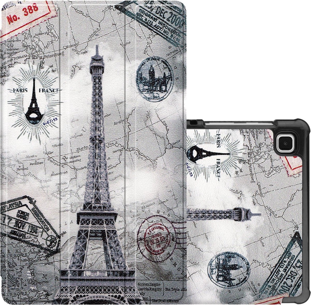 NoXx Hoesje Geschikt voor Samsung Galaxy Tab A7 Lite Hoesje Case Hard Cover Hoes Book Case - Eiffeltoren