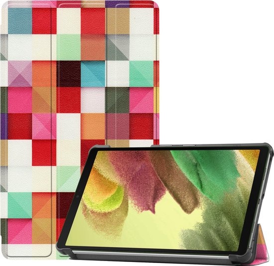 Nomfy Hoes Geschikt voor Samsung Galaxy Tab A7 Lite Hoes Tri-fold Tablet Hoesje Case - Hoesje Geschikt voor Samsung Tab A7 Lite Hoesje Hardcover Bookcase - Blokken