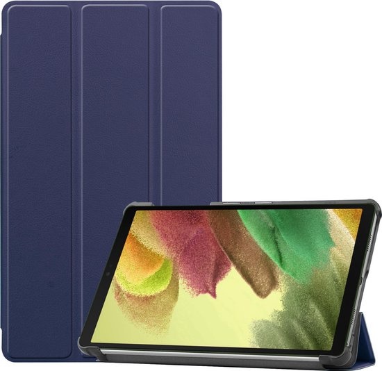 Nomfy Hoes Geschikt voor Samsung Galaxy Tab A7 Lite Hoes Tri-fold Tablet Hoesje Case - Hoesje Geschikt voor Samsung Tab A7 Lite Hoesje Hardcover Bookcase - Donkerblauw