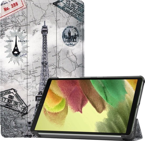 Nomfy Hoes Geschikt voor Samsung Galaxy Tab A7 Lite Hoes Tri-fold Tablet Hoesje Case - Hoesje Geschikt voor Samsung Tab A7 Lite Hoesje Hardcover Bookcase - Eiffeltoren