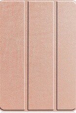 Nomfy Hoes Geschikt voor iPad Pro 2021 (12,9 inch) Hoes Tri-fold Tablet Hoesje Case Met Uitsparing Geschikt voor Apple Pencil - Hoesje Geschikt voor iPad Pro 12,9 inch (2021) Hoesje Hardcover Bookcase - Rosé goud