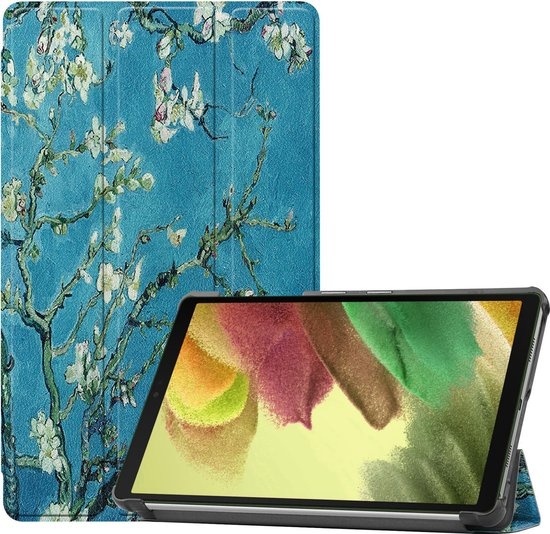 Nomfy Hoes Geschikt voor Samsung Galaxy Tab A7 Lite Hoes Tri-fold Tablet Hoesje Case - Hoesje Geschikt voor Samsung Tab A7 Lite Hoesje Hardcover Bookcase - Bloesem