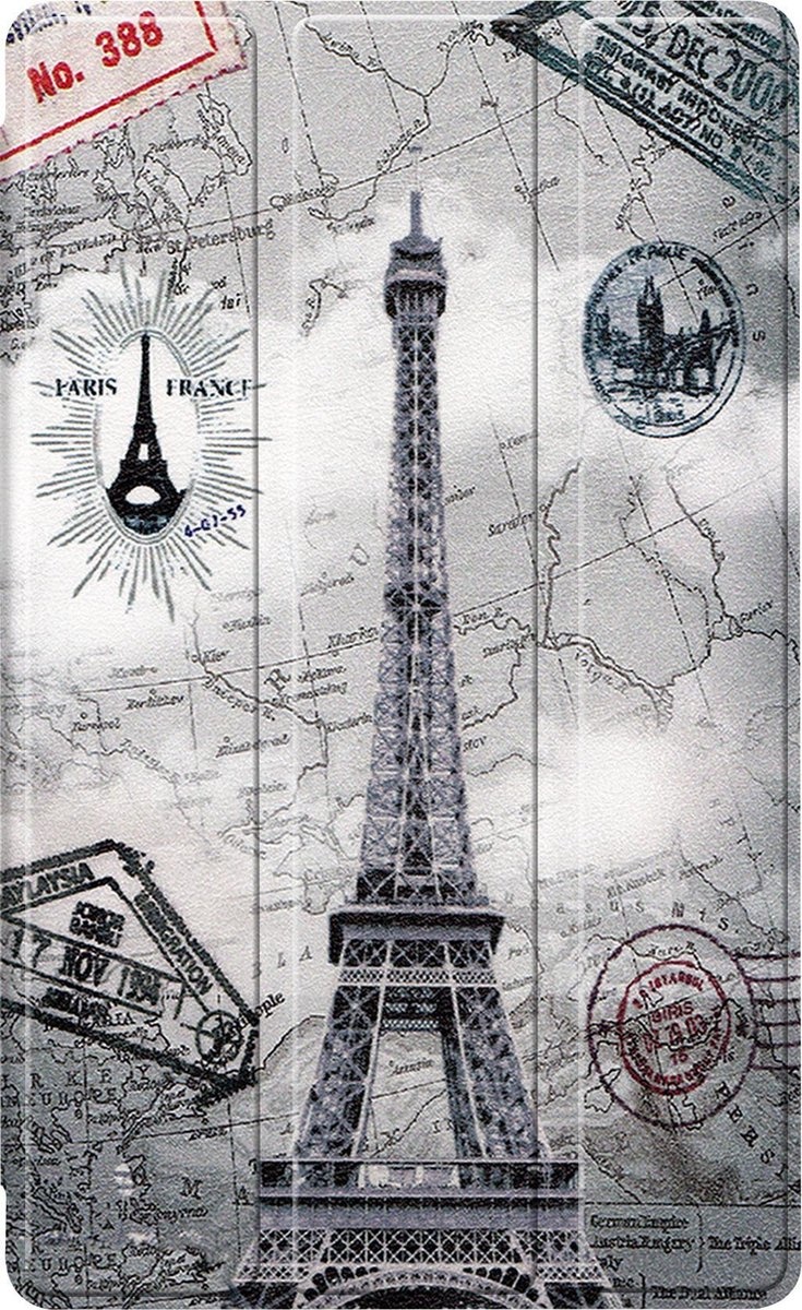 Nomfy Hoes Geschikt voor Samsung Galaxy Tab A7 Lite Hoes Tri-fold Tablet Hoesje Case - Hoesje Geschikt voor Samsung Tab A7 Lite Hoesje Hardcover Bookcase - Eiffeltoren