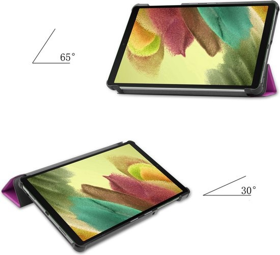 Nomfy Hoes Geschikt voor Samsung Galaxy Tab A7 Lite Hoes Tri-fold Tablet Hoesje Case - Hoesje Geschikt voor Samsung Tab A7 Lite Hoesje Hardcover Bookcase - Paars