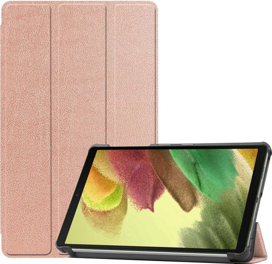 Nomfy Hoes Geschikt voor Samsung Galaxy Tab A7 Lite Hoes Tri-fold Tablet Hoesje Case - Hoesje Geschikt voor Samsung Tab A7 Lite Hoesje Hardcover Bookcase - Rosé goud