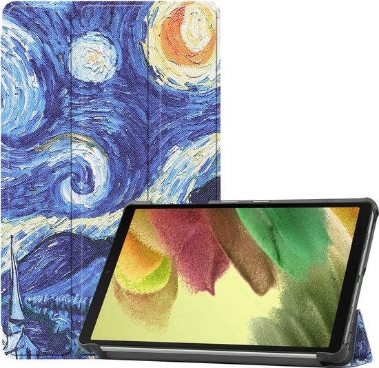Nomfy Hoes Geschikt voor Samsung Galaxy Tab A7 Lite Hoes Tri-fold Tablet Hoesje Case - Hoesje Geschikt voor Samsung Tab A7 Lite Hoesje Hardcover Bookcase - Sterrenhemel