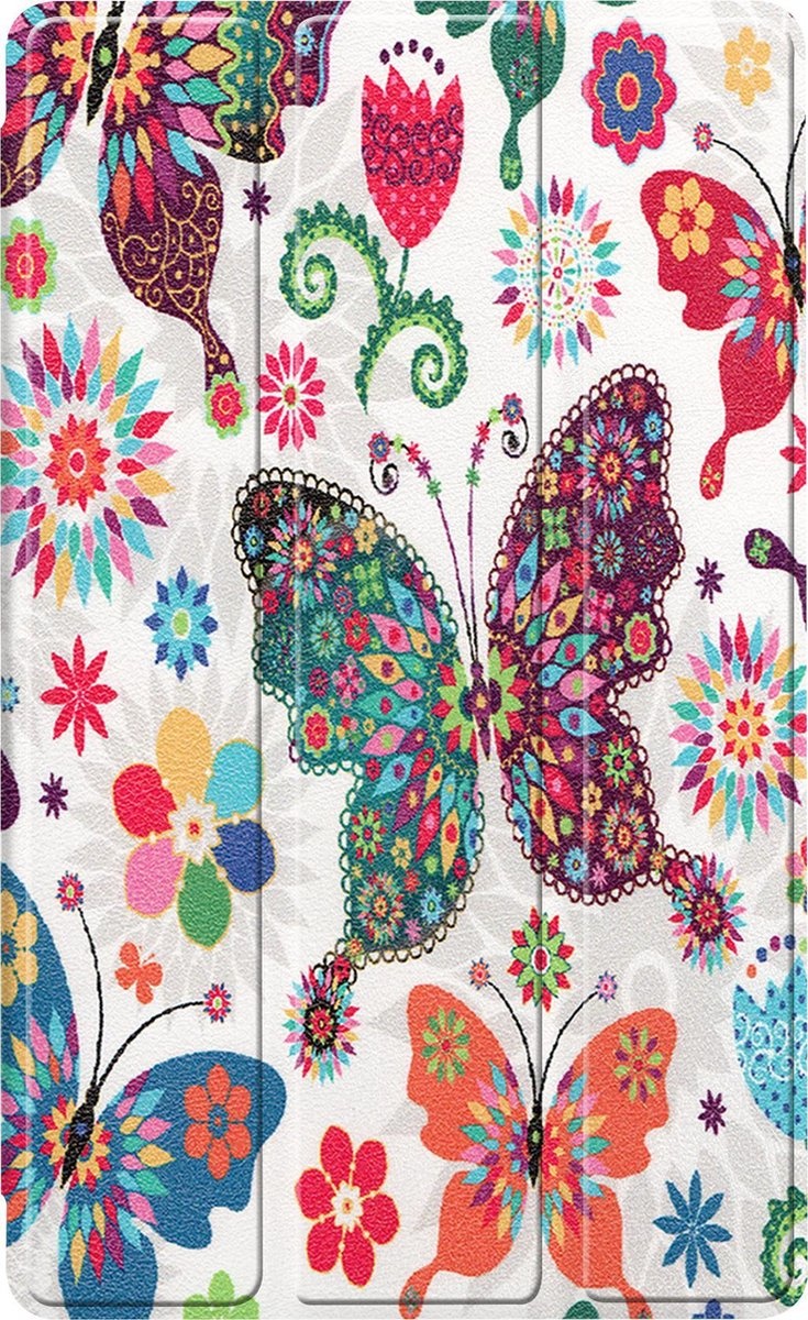 Nomfy Hoes Geschikt voor Samsung Galaxy Tab A7 Lite Hoes Tri-fold Tablet Hoesje Case - Hoesje Geschikt voor Samsung Tab A7 Lite Hoesje Hardcover Bookcase - Vlinders