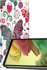 Nomfy Hoes Geschikt voor Samsung Galaxy Tab A7 Lite Hoes Tri-fold Tablet Hoesje Case - Hoesje Geschikt voor Samsung Tab A7 Lite Hoesje Hardcover Bookcase - Vlinders