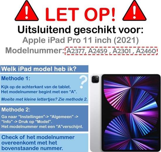 NoXx Hoesje Geschikt voor iPad Pro 2021 (11 inch) Hoesje Case Hard Cover Hoes Book Case Met Uitsparing Geschikt voor Apple Pencil - Zwart
