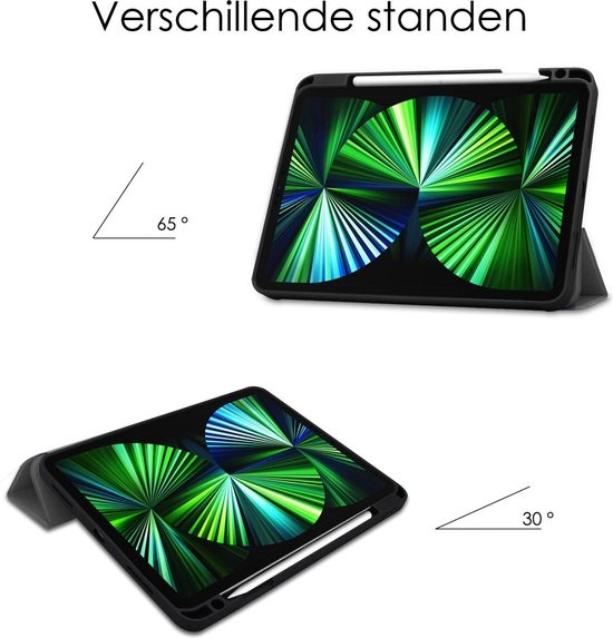 NoXx Hoesje Geschikt voor iPad Pro 2021 (11 inch) Hoesje Case Hard Cover Hoes Book Case Met Uitsparing Geschikt voor Apple Pencil - Grijs