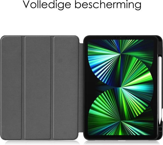 NoXx Hoesje Geschikt voor iPad Pro 2021 (11 inch) Hoesje Case Hard Cover Hoes Book Case Met Uitsparing Geschikt voor Apple Pencil - Donkergroen