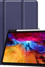 Nomfy Hoes Geschikt voor iPad Pro 2021 (11 inch) Hoes Tri-fold Tablet Hoesje Case Met Uitsparing Geschikt voor Apple Pencil - Hoesje Geschikt voor iPad Pro 11 inch (2021) Hoesje Hardcover Bookcase - Donkerblauw