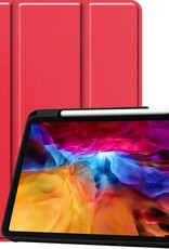 Nomfy Hoes Geschikt voor iPad Pro 2021 (11 inch) Hoes Tri-fold Tablet Hoesje Case Met Uitsparing Geschikt voor Apple Pencil - Hoesje Geschikt voor iPad Pro 11 inch (2021) Hoesje Hardcover Bookcase - Rood