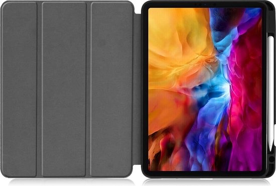 Nomfy Hoes Geschikt voor iPad Pro 2021 (11 inch) Hoes Tri-fold Tablet Hoesje Case Met Uitsparing Geschikt voor Apple Pencil - Hoesje Geschikt voor iPad Pro 11 inch (2021) Hoesje Hardcover Bookcase - Rood