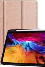 Nomfy Hoes Geschikt voor iPad Pro 2021 (11 inch) Hoes Tri-fold Tablet Hoesje Case Met Uitsparing Geschikt voor Apple Pencil - Hoesje Geschikt voor iPad Pro 11 inch (2021) Hoesje Hardcover Bookcase - Rosé goud