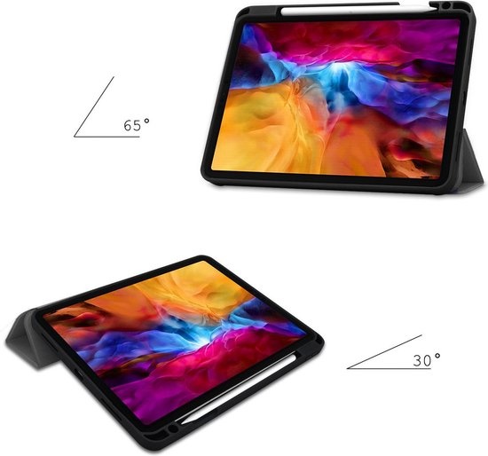 Nomfy Hoes Geschikt voor iPad Pro 2021 (11 inch) Hoes Tri-fold Tablet Hoesje Case Met Uitsparing Geschikt voor Apple Pencil - Hoesje Geschikt voor iPad Pro 11 inch (2021) Hoesje Hardcover Bookcase - Grijs
