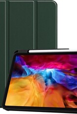 Nomfy Hoes Geschikt voor iPad Pro 2021 (11 inch) Hoes Tri-fold Tablet Hoesje Case Met Uitsparing Geschikt voor Apple Pencil - Hoesje Geschikt voor iPad Pro 11 inch (2021) Hoesje Hardcover Bookcase - Donkergroen