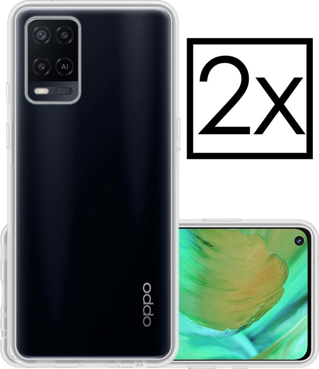NoXx Hoes Geschikt voor OPPO A54 Hoesje Cover Siliconen Back Case Hoes - Transparant - 2x