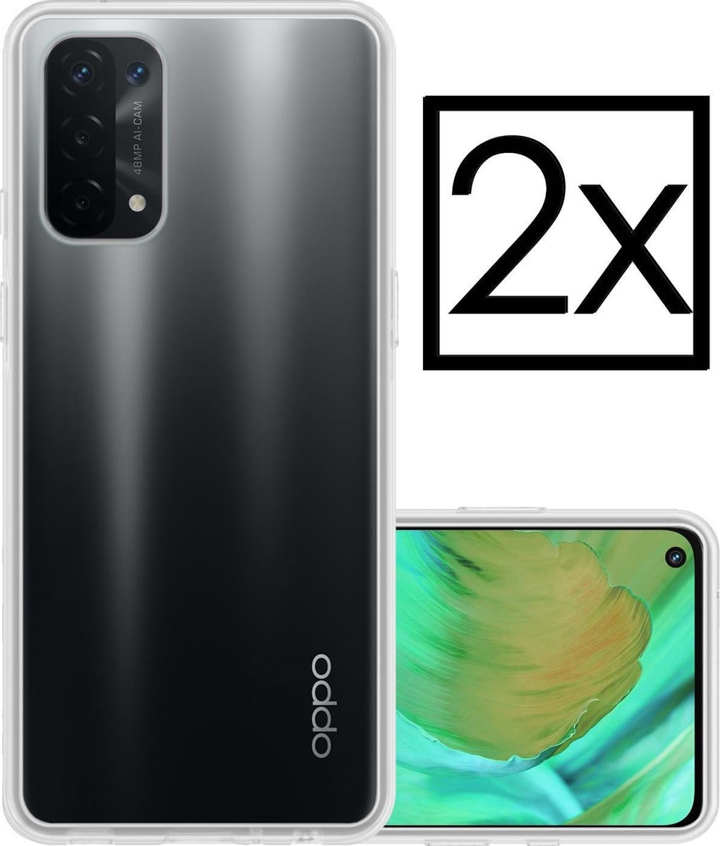 NoXx Hoes Geschikt voor OPPO A54 5G Hoesje Cover Siliconen Back Case Hoes - Transparant - 2x