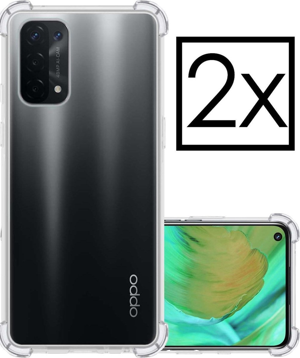 NoXx Hoes Geschikt voor OPPO A54 5G Hoesje Siliconen Cover Shock Proof Back Case Shockproof Hoes - Transparant - 2x