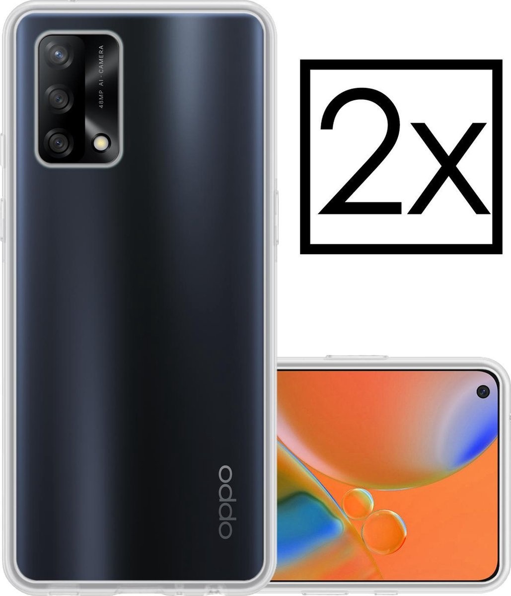 NoXx Hoes Geschikt voor OPPO A74 4G Hoesje Cover Siliconen Back Case Hoes - Transparant - 2x