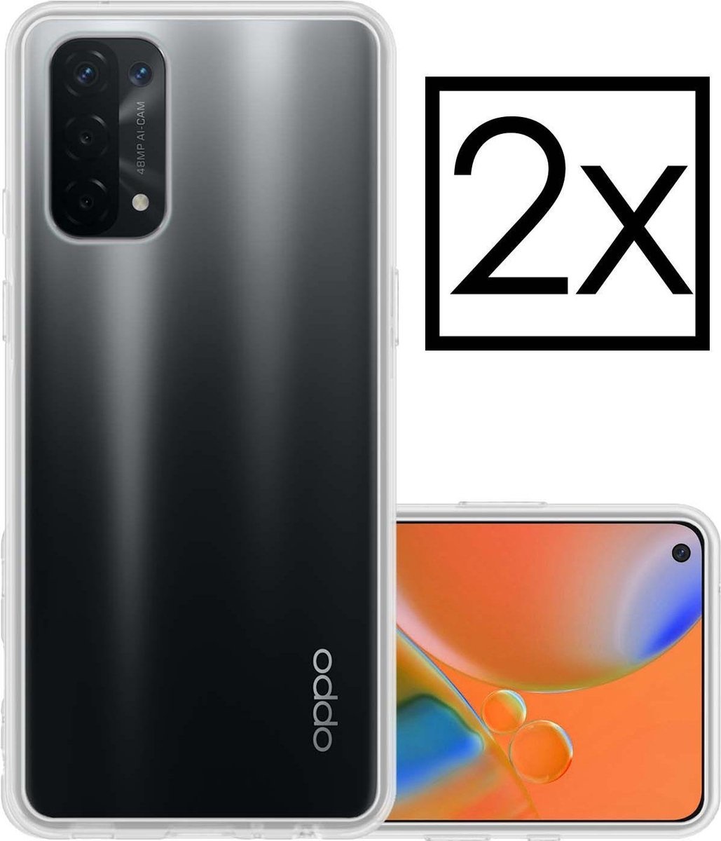 NoXx Hoes Geschikt voor OPPO A74 5G Hoesje Cover Siliconen Back Case Hoes - Transparant - 2x