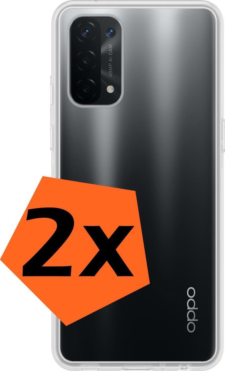 Nomfy Hoesje Geschikt voor OPPO A74 4G Hoesje Siliconen Cover Case - Hoes Geschikt voor OPPO A74 4G Hoes Back Case - 2-PACK - Transparant