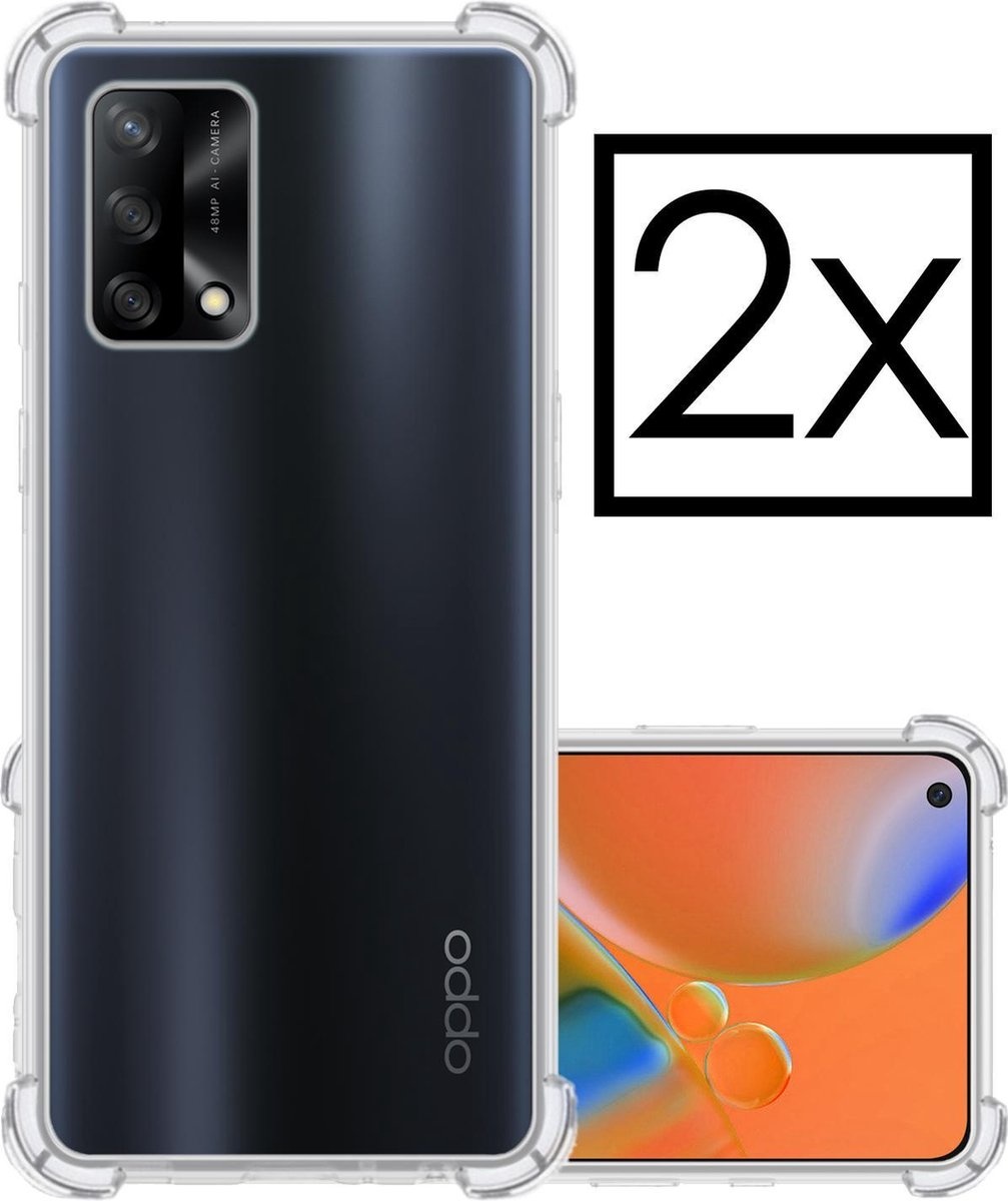 NoXx Hoes Geschikt voor OPPO A74 4G Hoesje Siliconen Cover Shock Proof Back Case Shockproof Hoes - Transparant - 2x