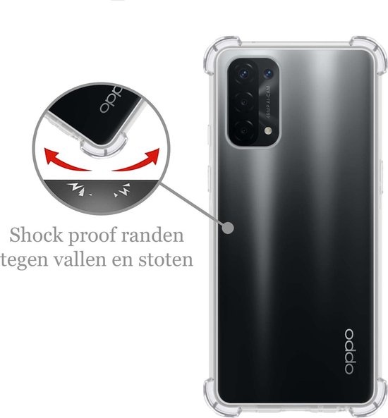 Nomfy Hoesje Geschikt voor OPPO A74 5G Hoesje Shock Proof Cover Case Shockproof - Hoes Geschikt voor OPPO A74 5G Hoes Siliconen Back Case - Transparant
