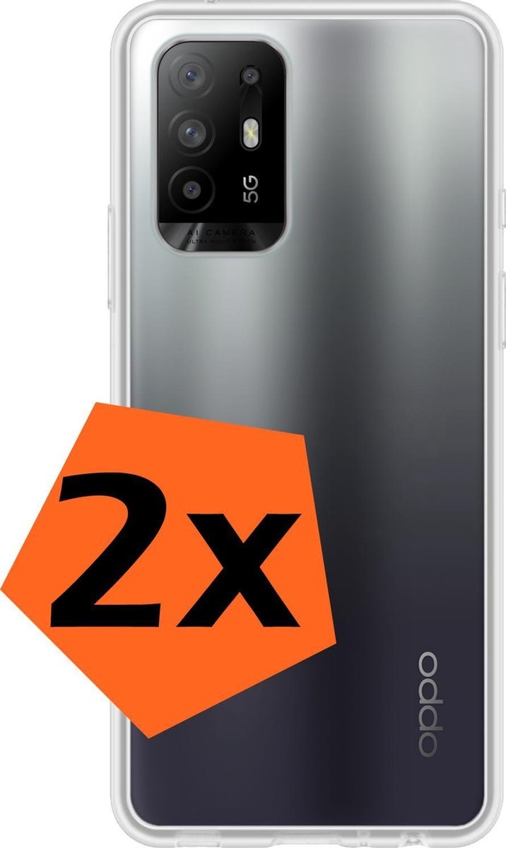 Nomfy Hoesje Geschikt voor OPPO A94 5G Hoesje Siliconen Cover Case - Hoes Geschikt voor OPPO A94 5G Hoes Back Case - 2-PACK - Transparant