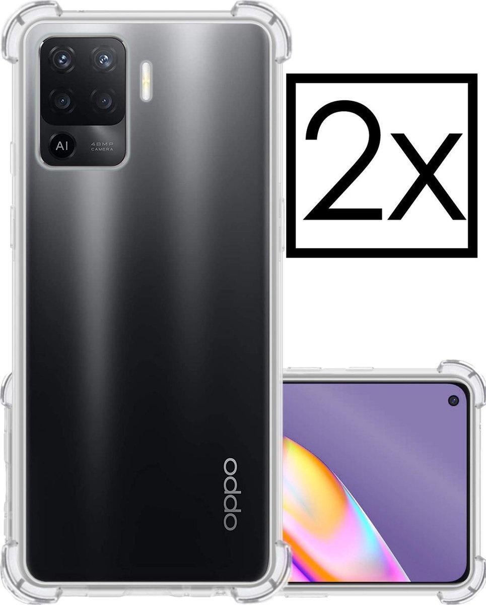 NoXx Hoes Geschikt voor OPPO A94 Hoesje Siliconen Cover Shock Proof Back Case Shockproof Hoes - Transparant - 2x