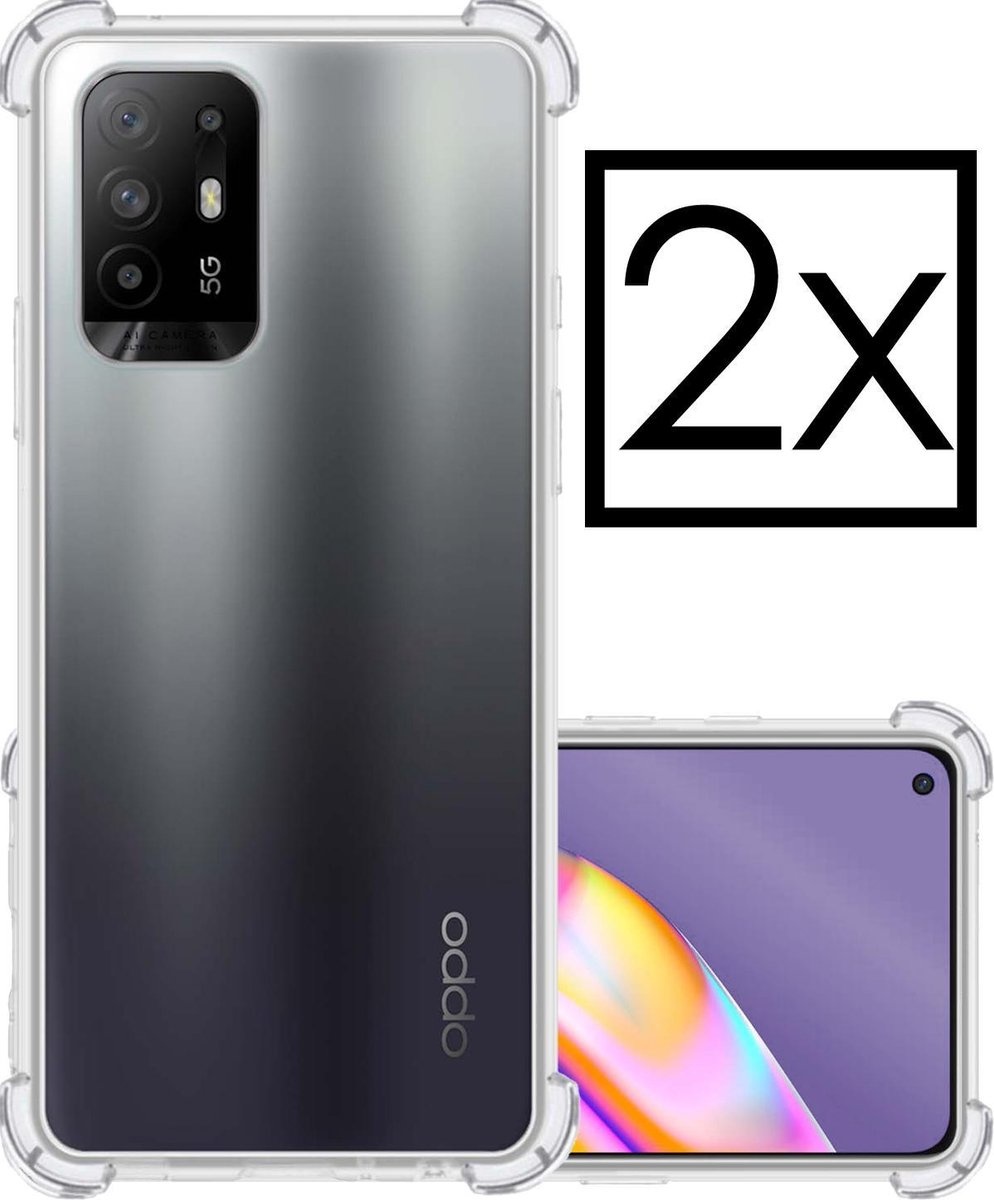 NoXx Hoes Geschikt voor OPPO A94 5G Hoesje Siliconen Cover Shock Proof Back Case Shockproof Hoes - Transparant - 2x