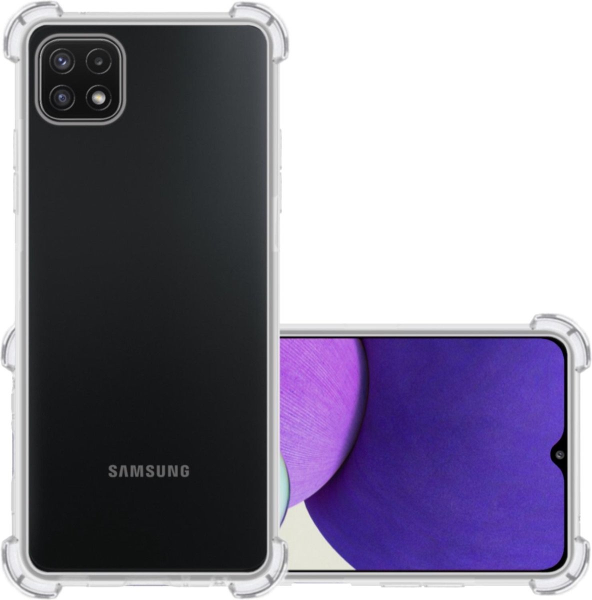 NoXx Hoes Geschikt voor Samsung A22 4G Hoesje Siliconen Cover Shock Proof Back Case Shockproof Hoes - Transparant