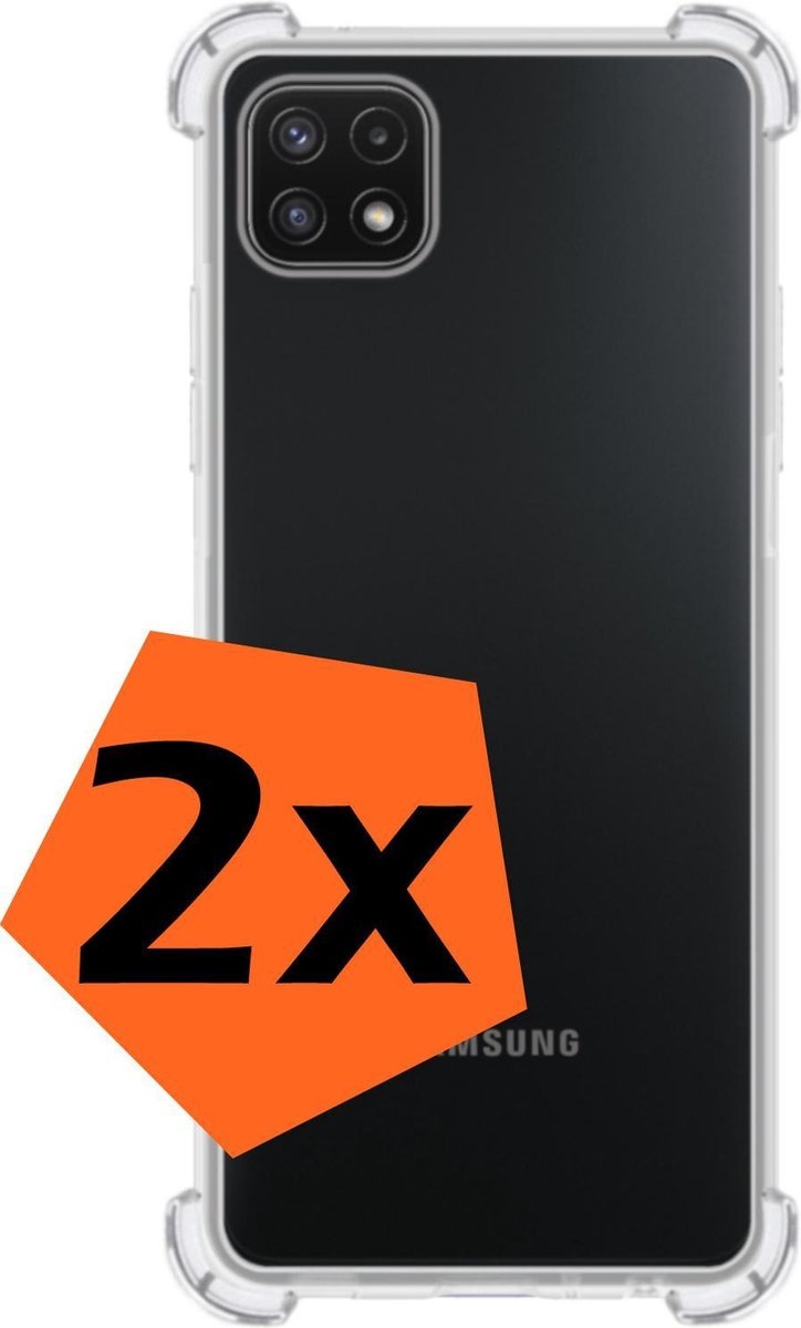 Nomfy Hoesje Geschikt voor Samsung A22 4G Hoesje Shock Proof Cover Case Shockproof - Hoes Geschikt voor Samsung Galaxy A22 4G Hoes Siliconen Back Case - Transparant - 2 PACK