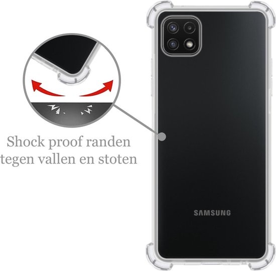 Nomfy Hoesje Geschikt voor Samsung A22 4G Hoesje Shock Proof Cover Case Shockproof - Hoes Geschikt voor Samsung Galaxy A22 4G Hoes Siliconen Back Case - Transparant - 2 PACK