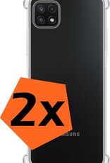 Nomfy Hoesje Geschikt voor Samsung A22 5G Hoesje Shock Proof Cover Case Shockproof - Hoes Geschikt voor Samsung Galaxy A22 5G Hoes Siliconen Back Case - Transparant - 2 PACK