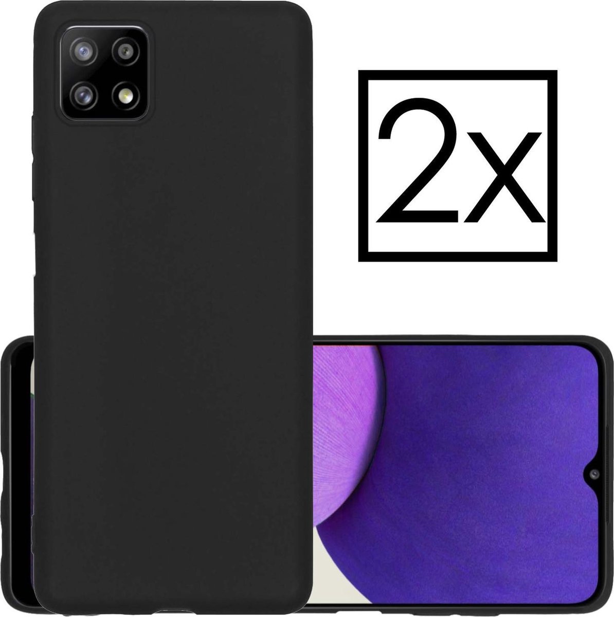 NoXx Hoes Geschikt voor Samsung A22 4G Hoesje Cover Siliconen Back Case Hoes - Donkerblauw - 2x