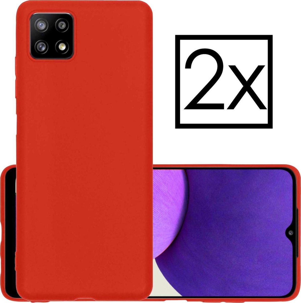 NoXx Hoes Geschikt voor Samsung A22 4G Hoesje Cover Siliconen Back Case Hoes - Geel - 2x