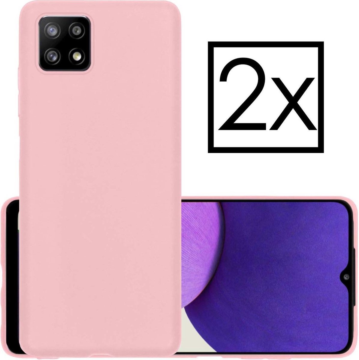NoXx Samsung Galaxy A22 4G Hoesje Back Cover Siliconen Case Hoes - Wit - 2x