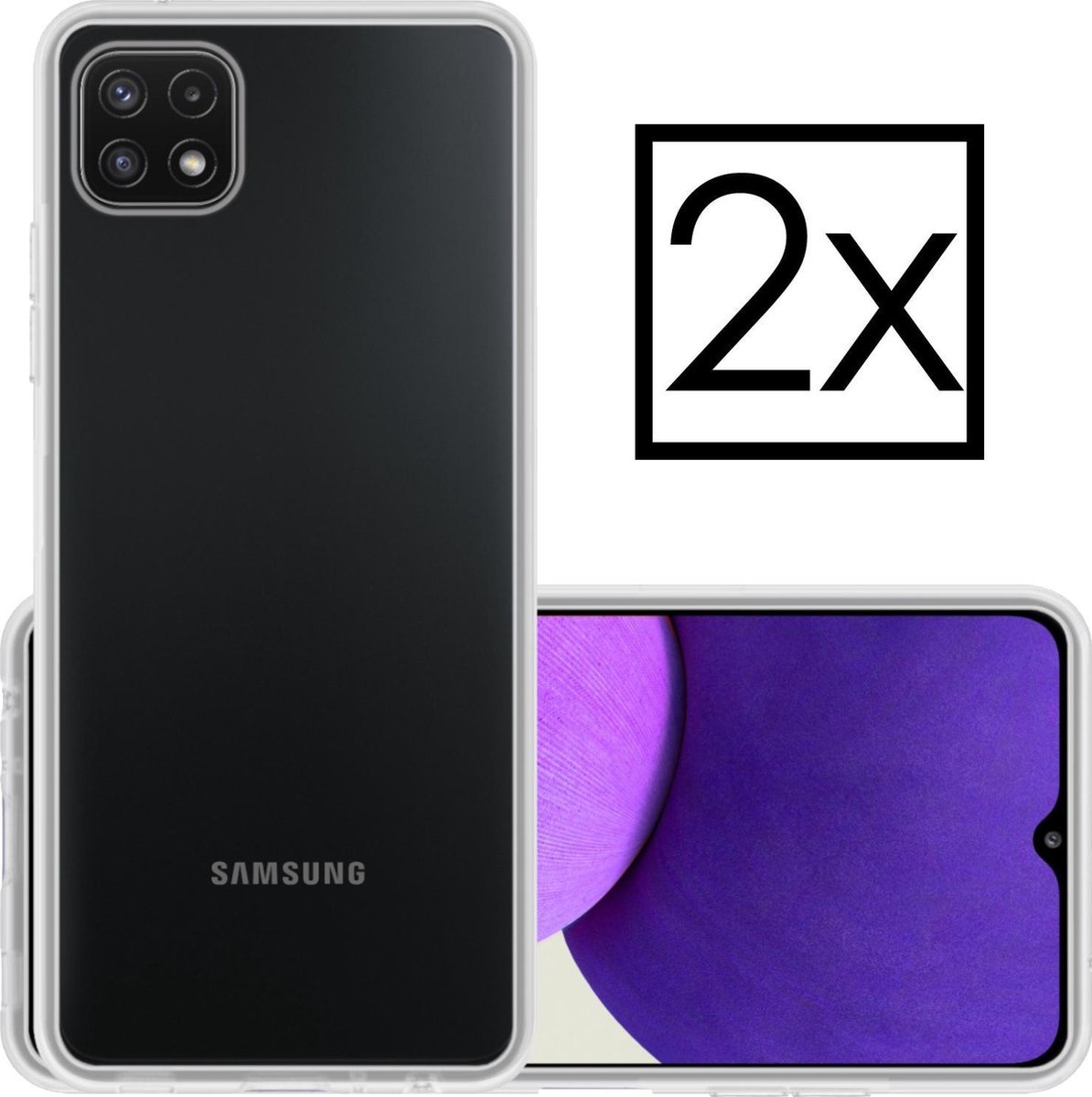 NoXx Hoes Geschikt voor Samsung A22 5G Hoesje Cover Siliconen Back Case Hoes - Transparant - 2x