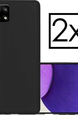 NoXx Hoes Geschikt voor Samsung A22 5G Hoesje Cover Siliconen Back Case Hoes - Zwart - 2x
